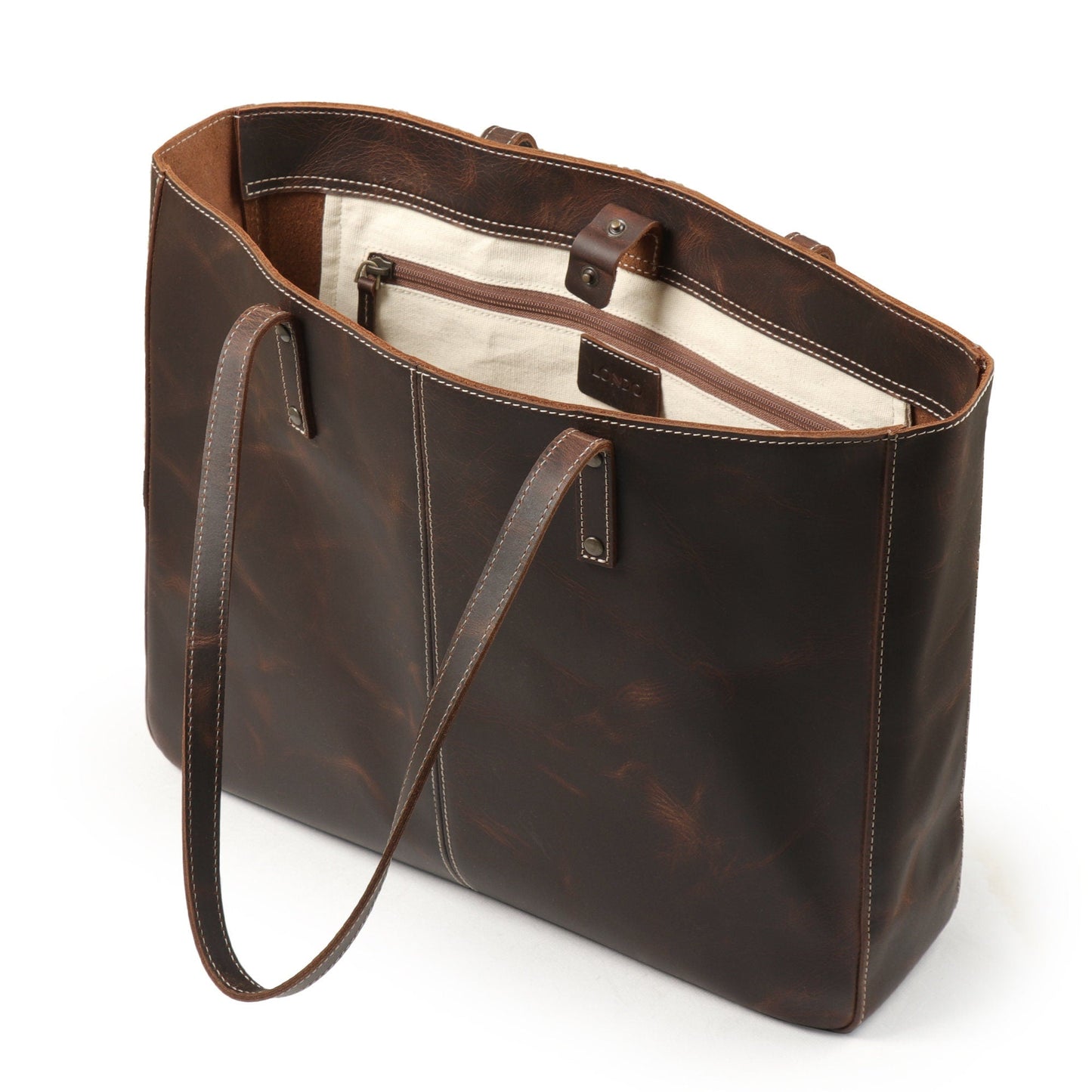 Leather Tote Bag - Carmel Brown, Laptop Bag, Large Capacity, Everyday Carry, Handcrafted, Women's Shoulder Bag
