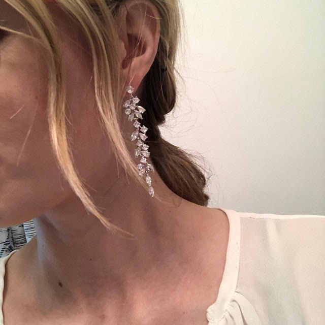Crystal Bridal Earrings Long Earrings Crystal Earrings Crystal drop Earrings Silver Bridal Jewelry Silver bridal earrings