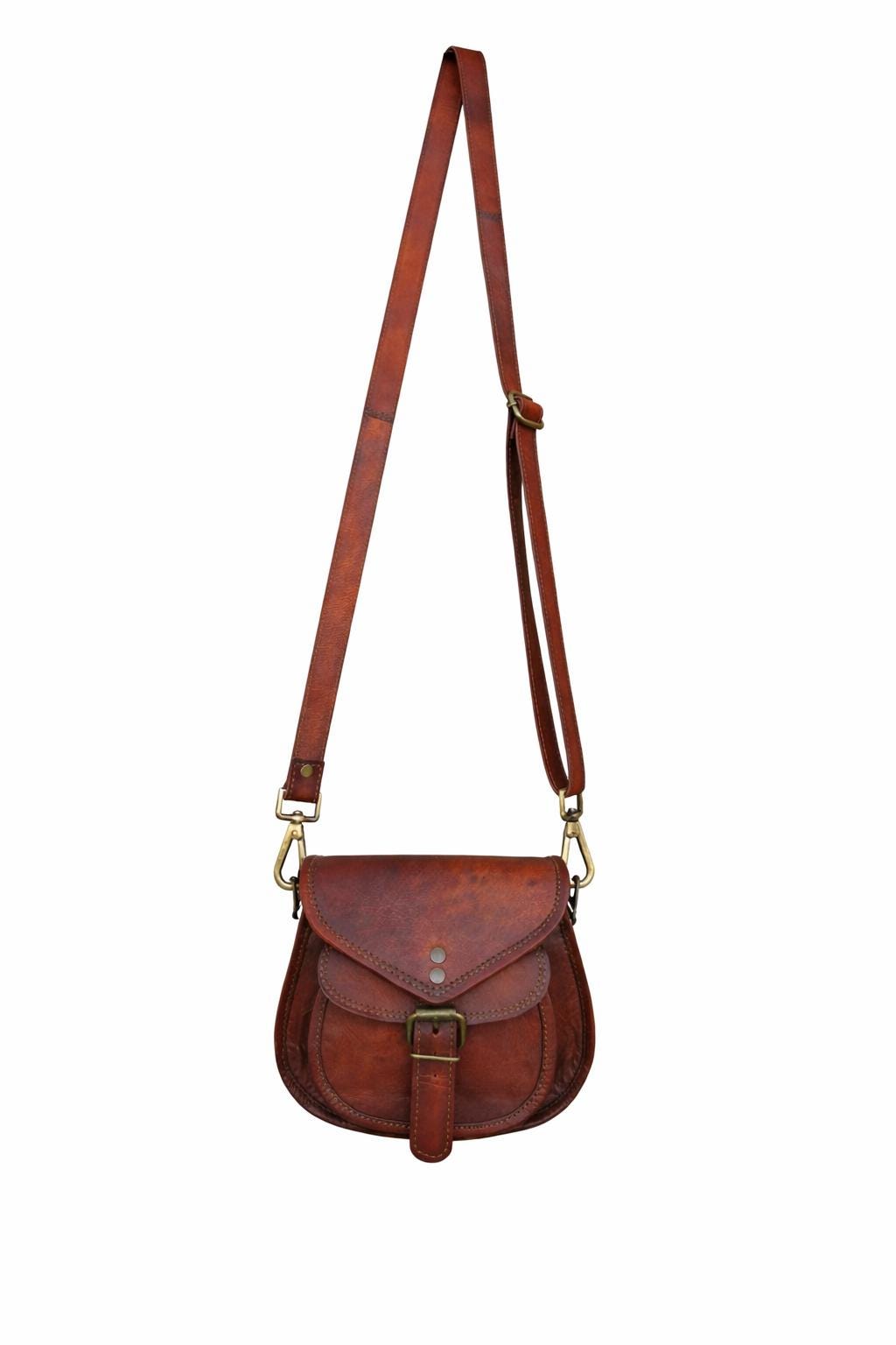Vintage Genuine Leather Cross body Bag | Rustic Full-Grain Sling Shoulder Purse