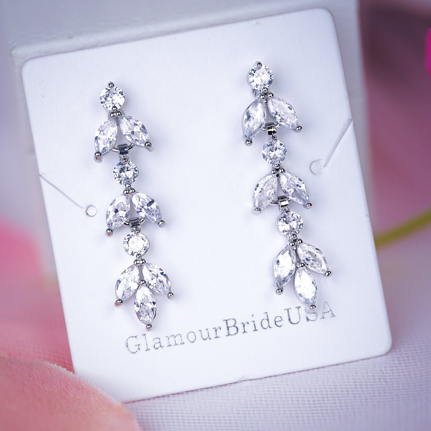 Crystal Bridal Earrings Drop Wedding Earrings Drop Bridal Earrings Silver Bridal Earrings Rose gold bridal earrings Bridesmaids earrings