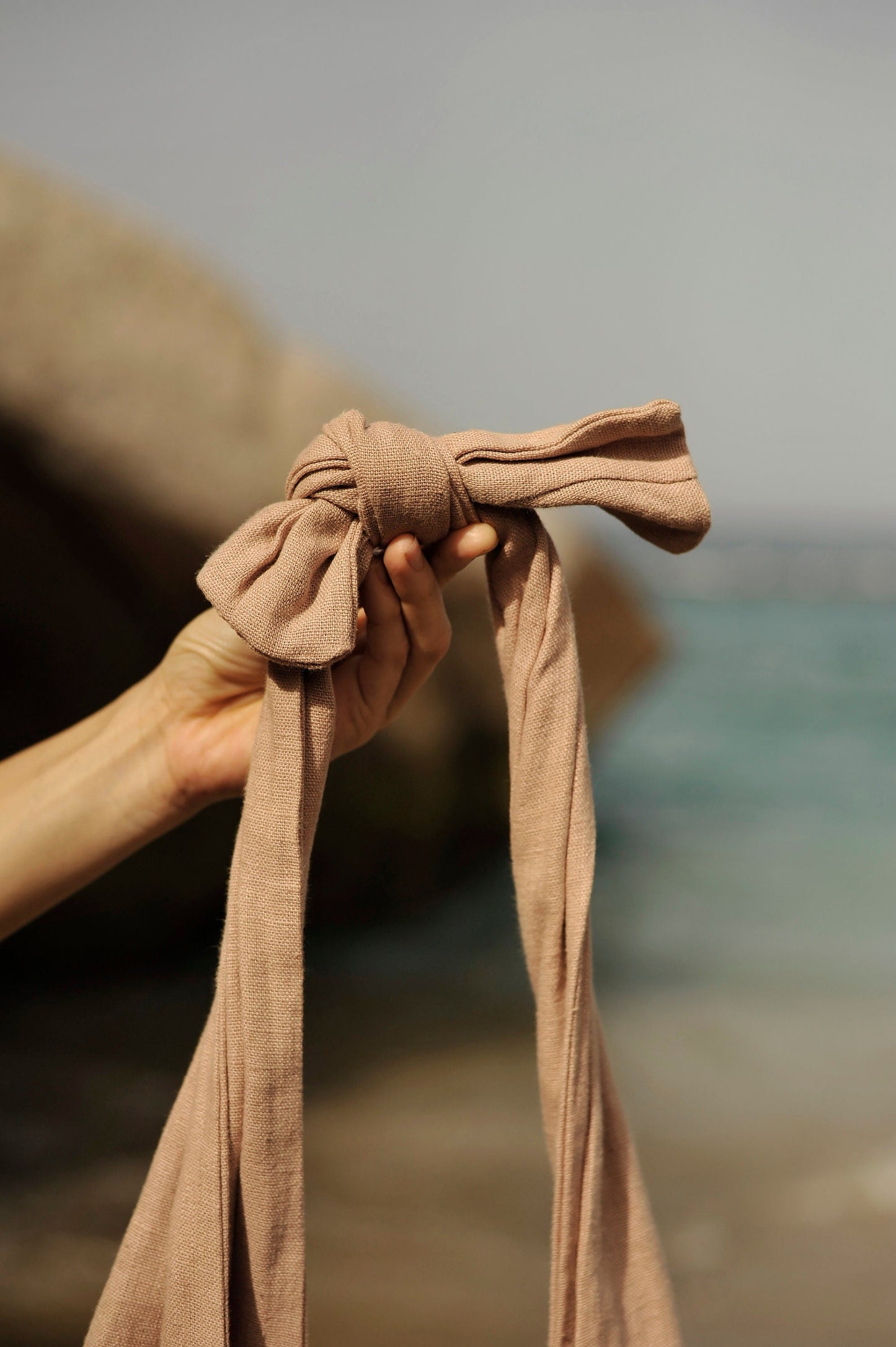 Double Layer Natural Linen Tote Bag with Binding