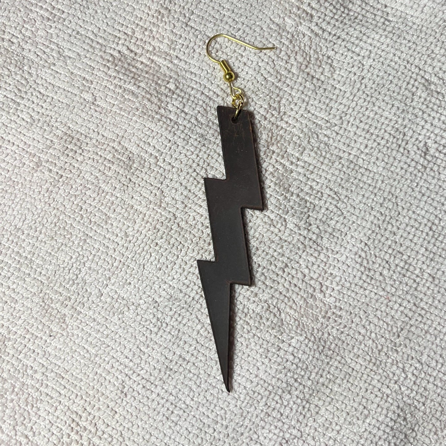 Handmade Leather Lightning Bolt Earrings – Minimalist Statement Jewelry
