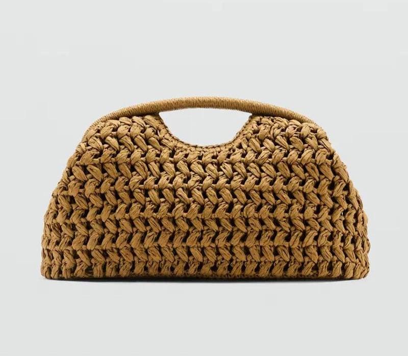 Handwoven Straw Clutch Bag Boho Woven Handbag Summer Raffia Purse Minimalist Crochet Tote Beach Vacation Bag Eco Friendly Gift Her