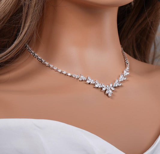 Bridal Necklace set Silver Wedding Jewelry for Bride Silver Bridal Jewelry Bridal Necklace Set Bridal Jewelry Set Bridesmaid Jewelry Set