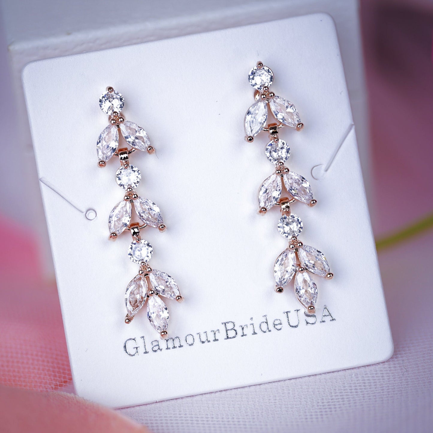 Crystal Bridal Earrings Drop Wedding Earrings Drop Bridal Earrings Silver Bridal Earrings Rose gold bridal earrings Bridesmaids earrings