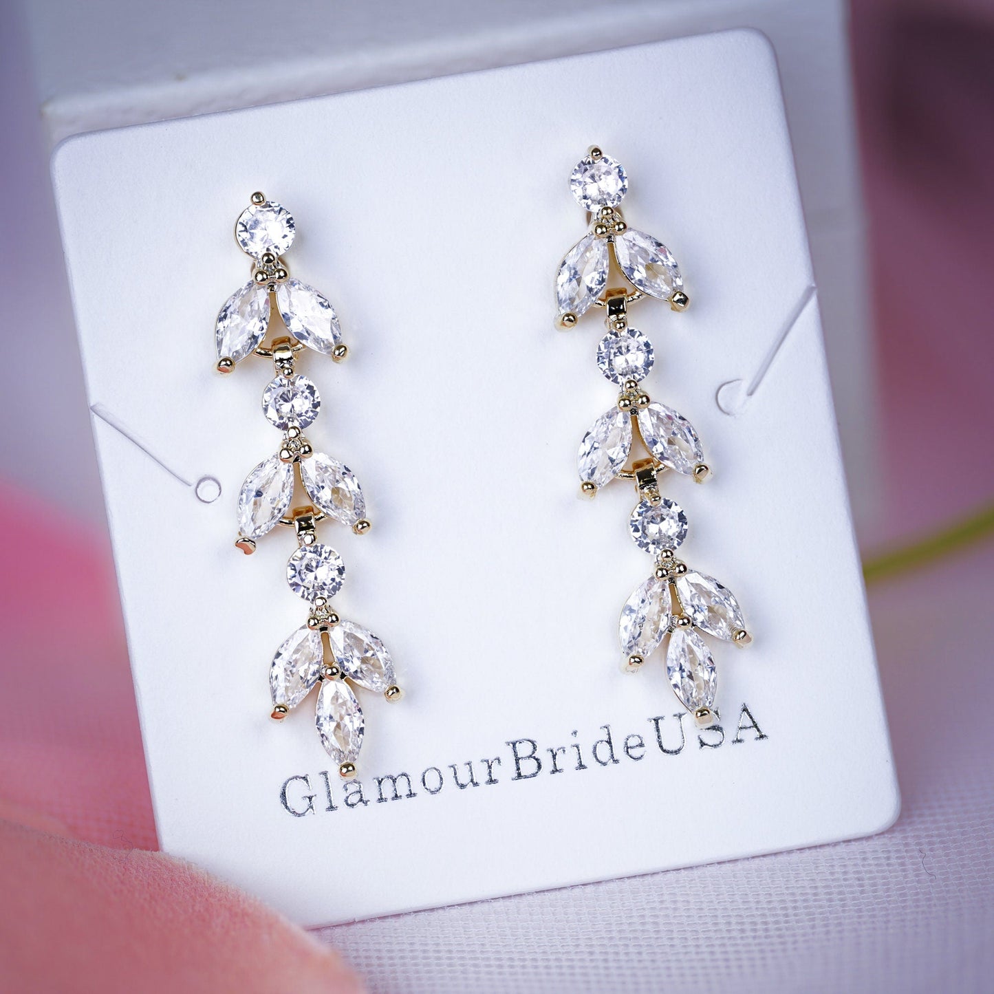 Clip on Earrings Drop Wedding Earrings Drop Bridal Earrings Silver Bridal Earrings Rose gold bridal earrings Bridesmaids earrings