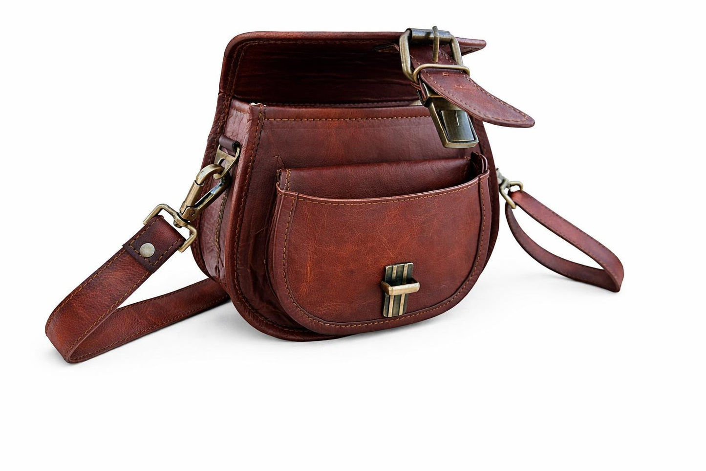 Vintage Genuine Leather Cross body Bag | Rustic Full-Grain Sling Shoulder Purse
