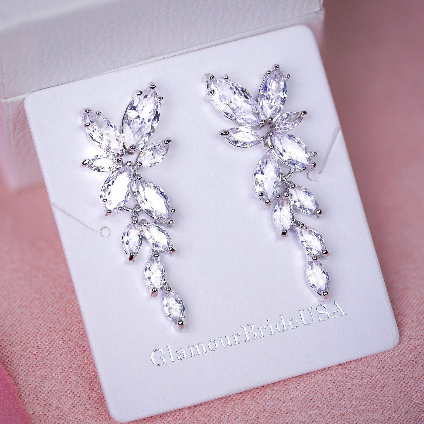 Crystal Earrings Drop Bridal Earrings Silver CZ Jewelry Crystal Tea drop Earrings Rose Gold Bridal Jewelry Silver bridal earrings