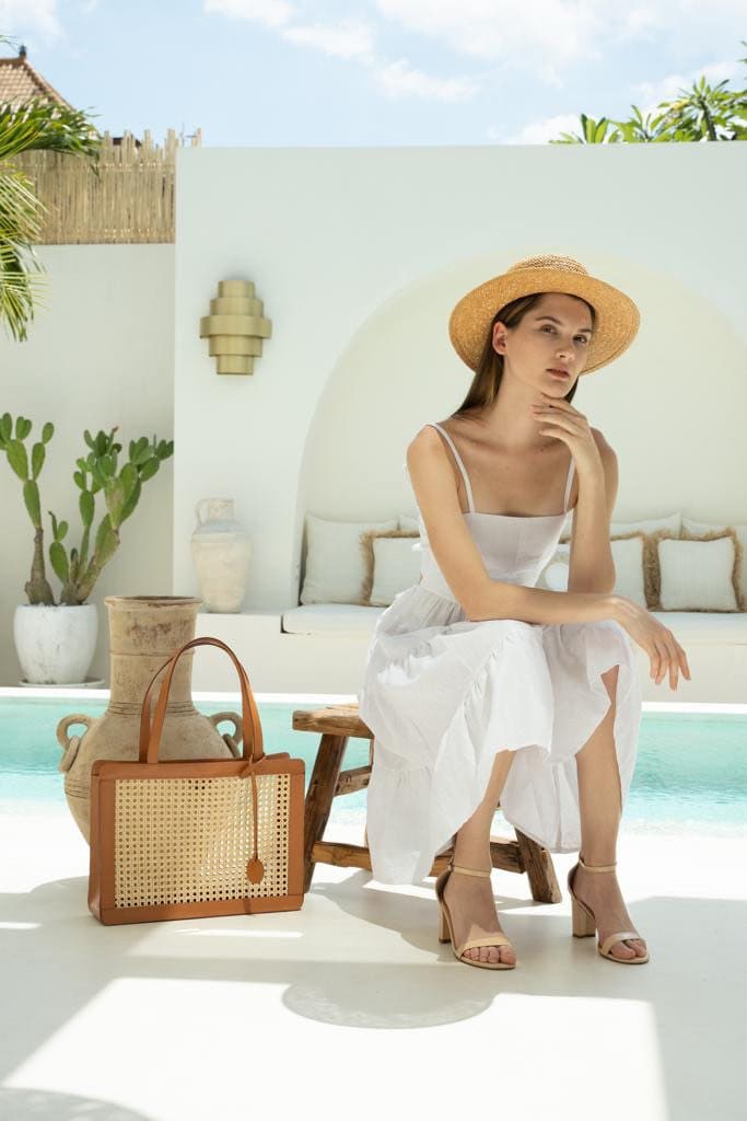 Arika Tote Bag, Rattan Tote Bag, Basket Bag, Cane Webbing Bag, Rattan Shopper Bag, Wicker Bag, Vintage Style Rattan Bag