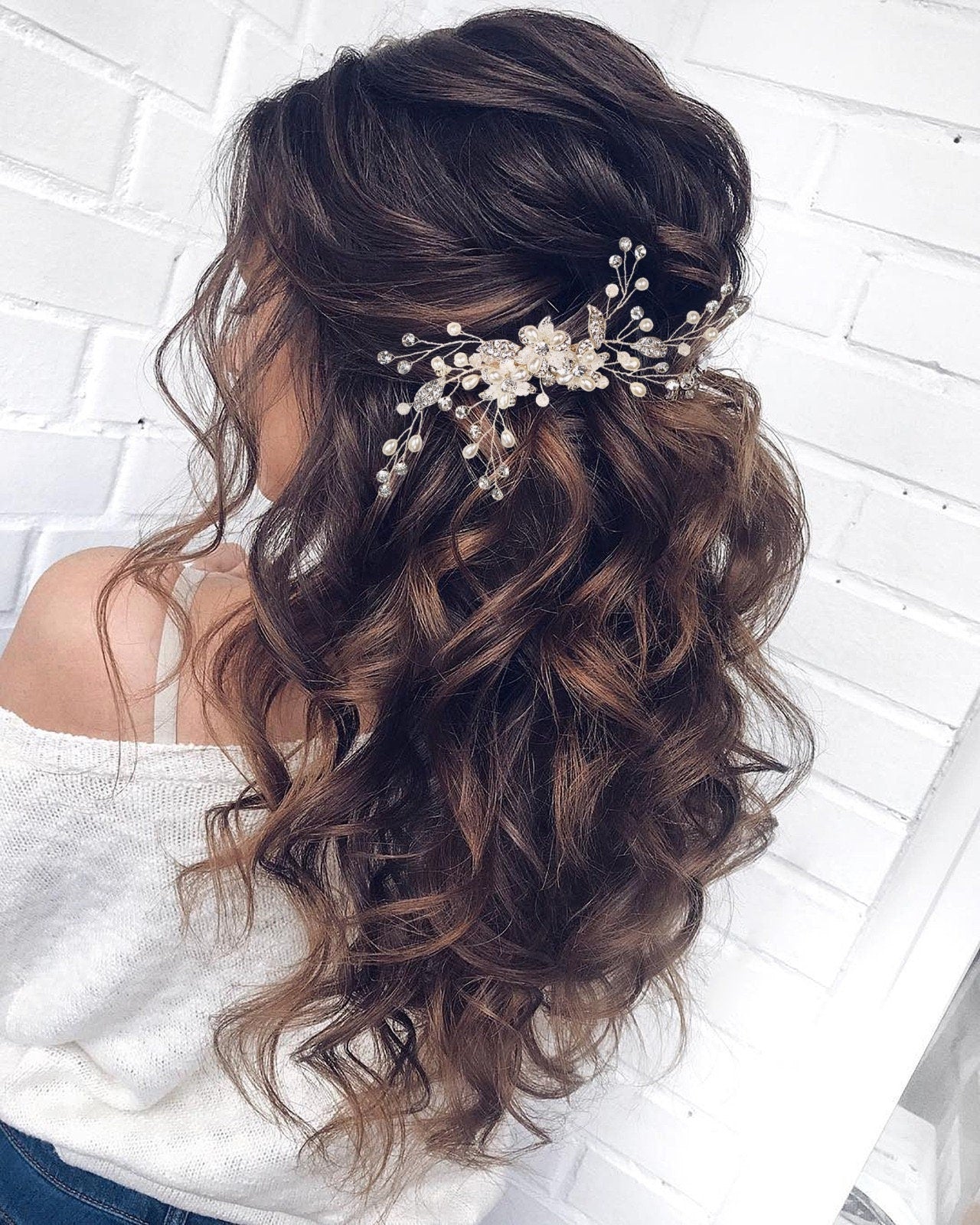 Floral Hair Comb Crystal Bridal Hair Comb Floral Bridal Hair Accessory Pearl Hair Comb Bridal Hair Piece Wedding Hair Accessory