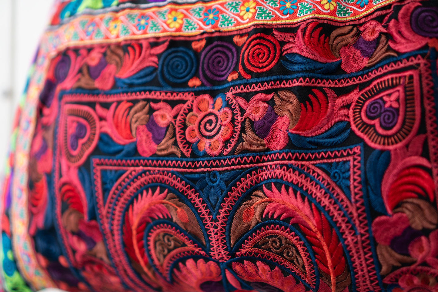Red Bird Embroidered Hmong Tribes Tote Bag, Bohemian Beach Bag - BG301REDB