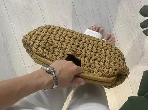 Handwoven Straw Clutch Bag Boho Woven Handbag Summer Raffia Purse Minimalist Crochet Tote Beach Vacation Bag Eco Friendly Gift Her
