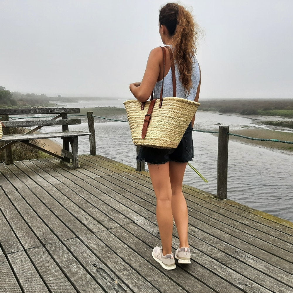 French Market Basket / Market Bag / Straw Tote Bag / Straw Summer Bag / Beach Bag / Shopping Bag / Straw Bag / Bohemian Bag / Large Tote Bag
