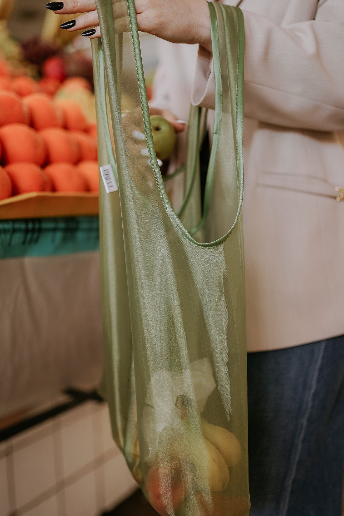 Reusable Produce Bags Vegetable Shopping Tote Farmers Market Grocery Handbag Gift for Women Eco Friendly Canvas