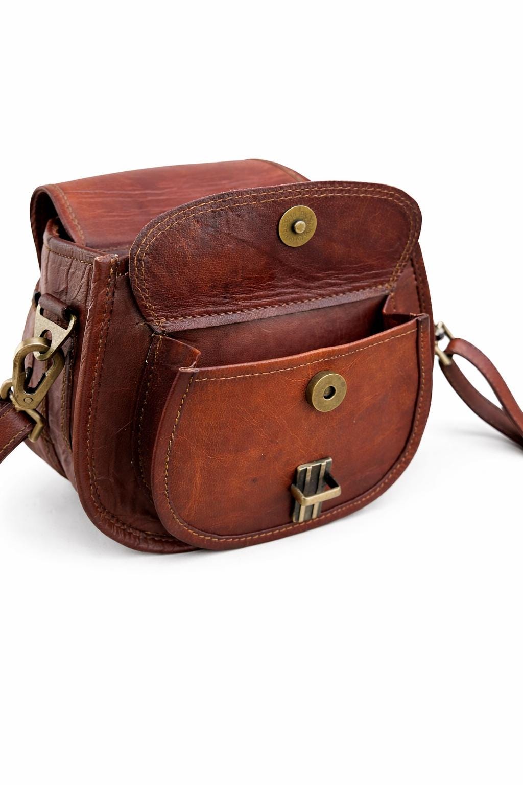 Vintage Genuine Leather Cross body Bag | Rustic Full-Grain Sling Shoulder Purse