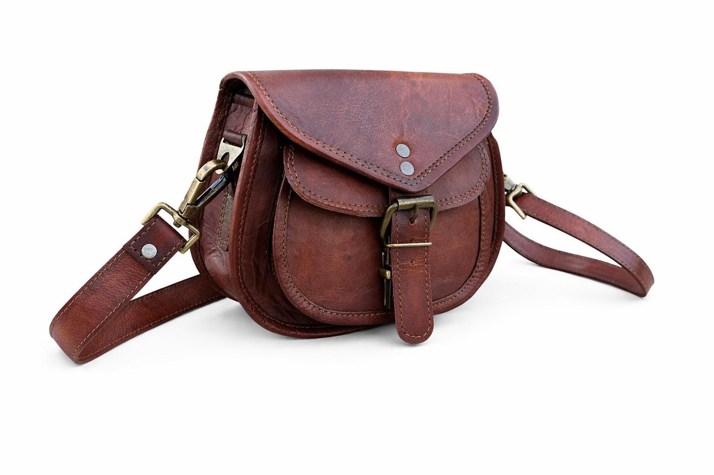 Vintage Genuine Leather Cross body Bag | Rustic Full-Grain Sling Shoulder Purse