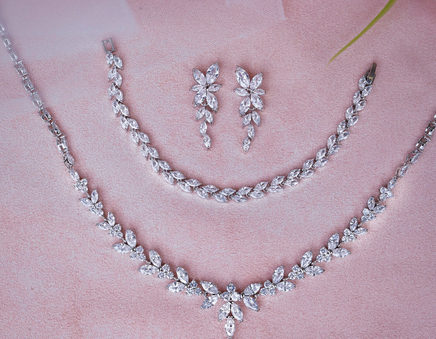 Bridal Necklace set Silver Wedding Jewelry for Bride Silver Bridal Jewelry Bridal Necklace Set Bridal Jewelry Set Bridesmaid Jewelry Set