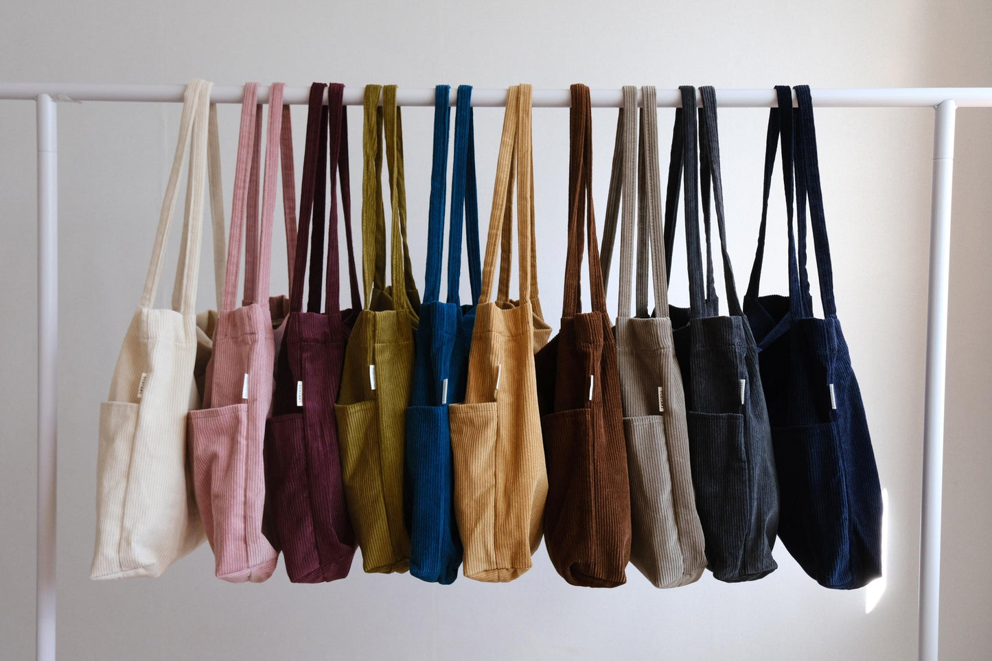 Double Pocket Soft Corduroy Tote Bag (Dark Brown), Women Shoulder Bag, Back to School Gift, College Student Bag, Everyday Book Tote
