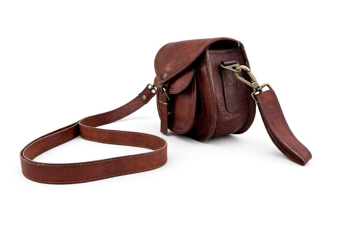 Vintage Genuine Leather Cross body Bag | Rustic Full-Grain Sling Shoulder Purse