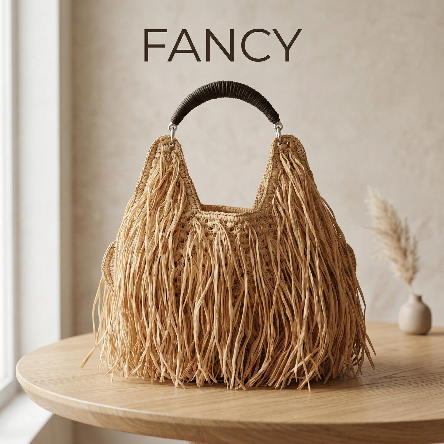 Crochet Fringe Shoulder Bag Handmade Boho Tote | Straw Style Tassel Handbag | Summer Beach Bag | Aesthetic Cotton Purse | Vacation Bag