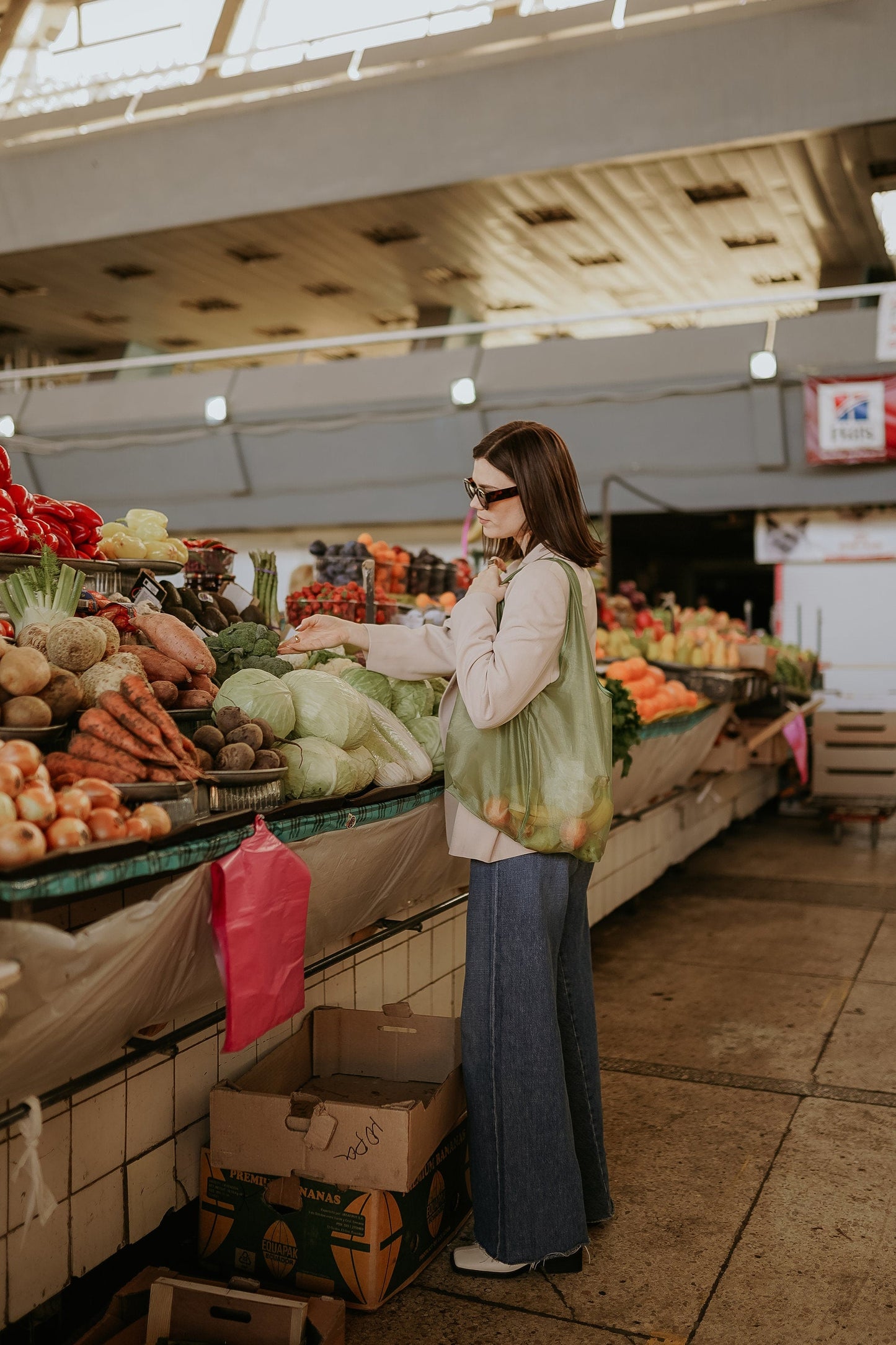 Reusable Produce Bags Vegetable Shopping Tote Farmers Market Grocery Handbag Gift for Women Eco Friendly Canvas