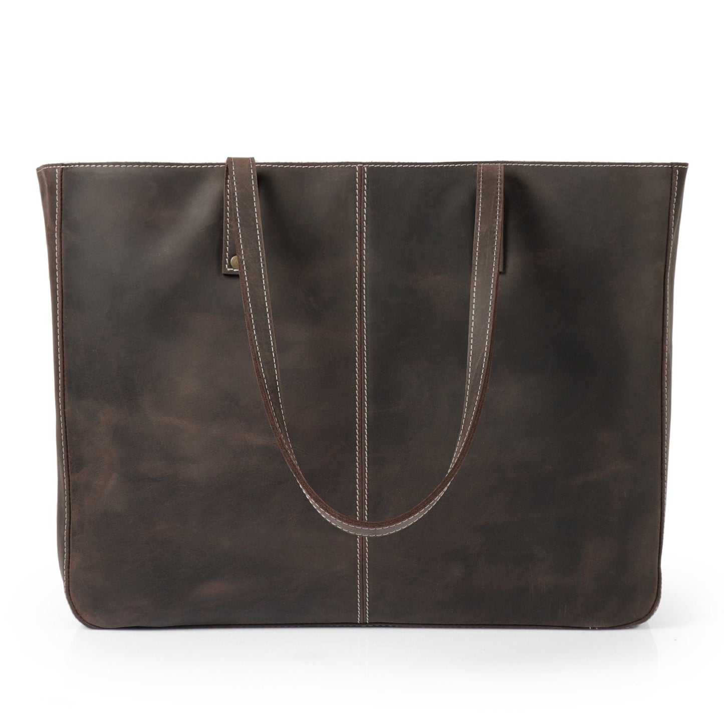 Leather Tote Bag - Carmel Brown, Laptop Bag, Large Capacity, Everyday Carry, Handcrafted, Women's Shoulder Bag