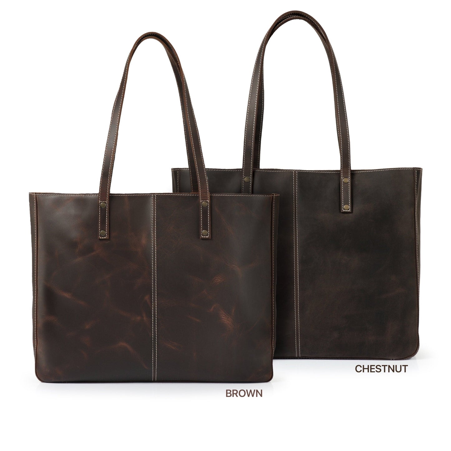 Leather Tote Bag - Carmel Brown, Laptop Bag, Large Capacity, Everyday Carry, Handcrafted, Women's Shoulder Bag