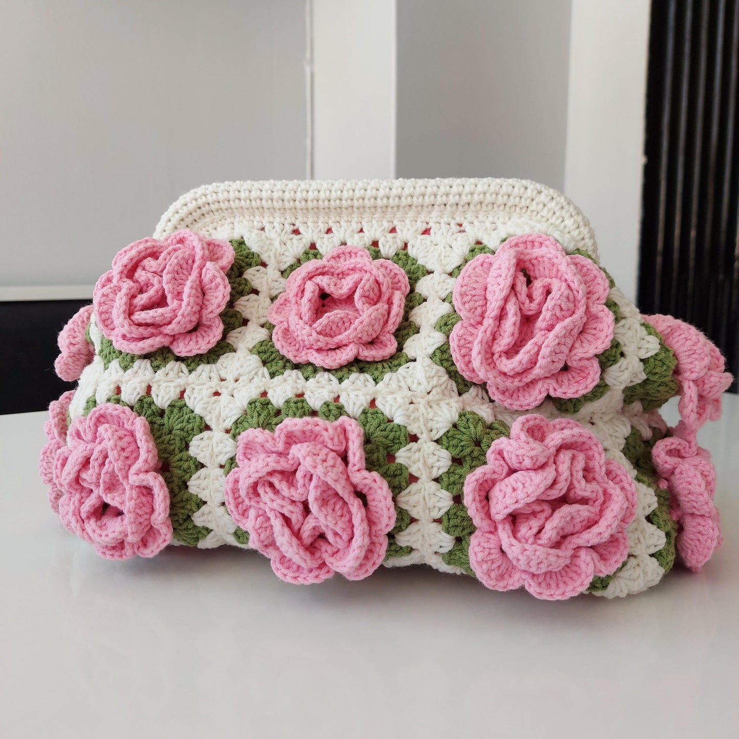 Handmade Sunflower Crochet Clutch Bag: Granny Square Purse, Gift for- her, Galentine's Day Gifts Bag