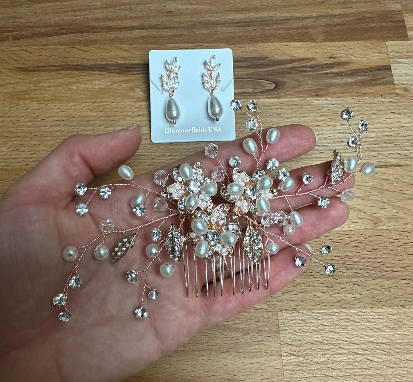Floral Hair Comb Crystal Bridal Hair Comb Floral Bridal Hair Accessory Pearl Hair Comb Bridal Hair Piece Wedding Hair Accessory