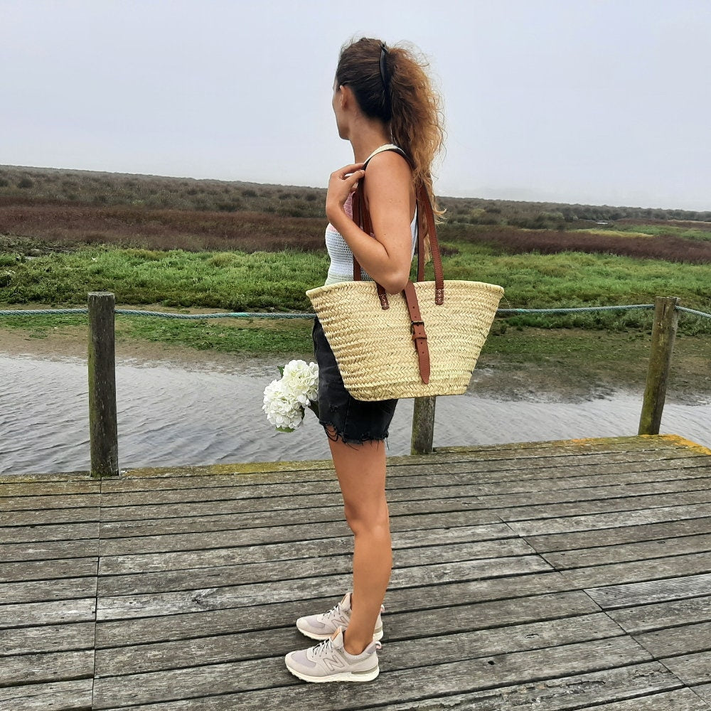 French Market Basket / Market Bag / Straw Tote Bag / Straw Summer Bag / Beach Bag / Shopping Bag / Straw Bag / Bohemian Bag / Large Tote Bag