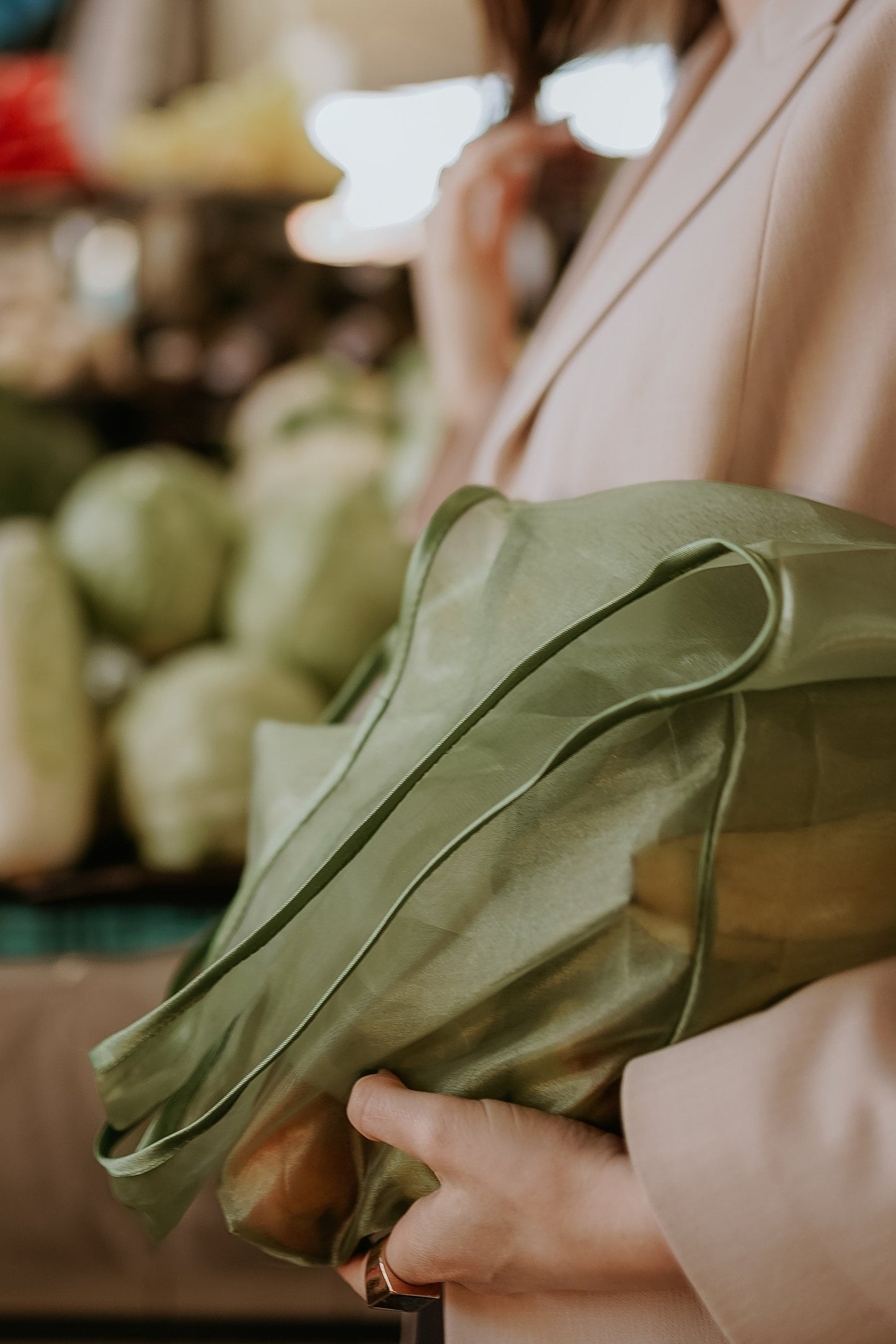 Reusable Produce Bags Vegetable Shopping Tote Farmers Market Grocery Handbag Gift for Women Eco Friendly Canvas